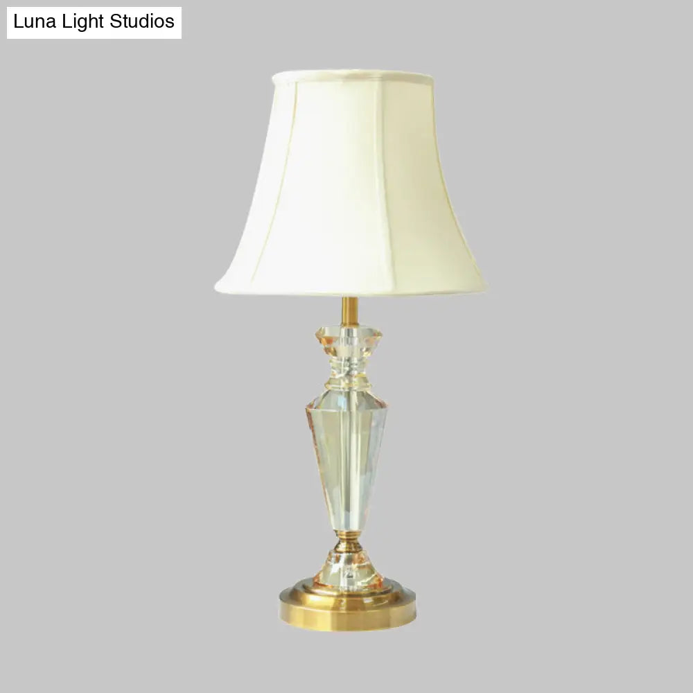 Rustic Crystal Bell Paneled Night Light - Living Room Lamp (White)