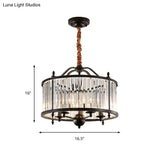Rustic Crystal Prism Chandelier - Hanging Ceiling Light For Dining Room (3/5 Lights Black)
