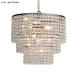 Rustic Crystal Strand Chrome Chandelier Pendant - Elegant Living Room Hanging Light