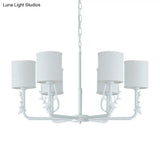 Rustic Cylinder Suspension Light Chandelier With Antlers - Living Room Décor