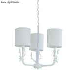 Rustic Cylinder Suspension Light Chandelier With Antlers - Living Room Décor