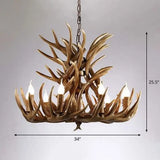 Rustic Deer Horn Chandelier For Living Room - Resin Suspension Lighting Fixture 18 / Brown