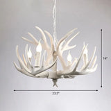 Rustic Deer Horn Chandelier For Living Room - Resin Suspension Lighting Fixture 7 / White