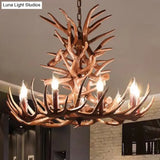 Rustic Deer Horn Resin Chandelier - Dining Room Suspension Light Fixture