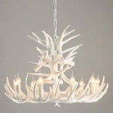 Rustic Deer Horn Resin Chandelier - Dining Room Suspension Light Fixture 15 / White
