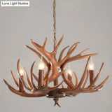 Rustic Deer Horn Resin Chandelier - Dining Room Suspension Light Fixture