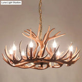 Rustic Deer Horn Resin Chandelier - Dining Room Suspension Light Fixture