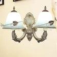 Rustic Distressed White Wall Sconce With Frosted Glass Bell Shade - Perfect For Living Room
