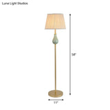 Rustic Empire Shade Floor Lamp - Single-Bulb Fabric Standing Light For Living Room