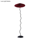 Rustic Fabric Floor Lamp: Conical Pleated Shade 1-Bulb White/Coffee/Burgundy Curved Stand