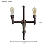 Rustic Farmhouse Pipe Sconce: 3-Bulb Wall-Mounted Lamp With Metallic Finish