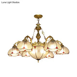 Rustic Floral Chandelier Pendant With Clear Glass And 6 Lights - Ideal For Hallways