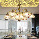 Rustic Floral Chandelier Pendant With Clear Glass And 6 Lights - Ideal For Hallways