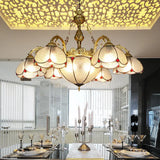 Rustic Floral Chandelier Pendant With Clear Glass And 6 Lights - Ideal For Hallways