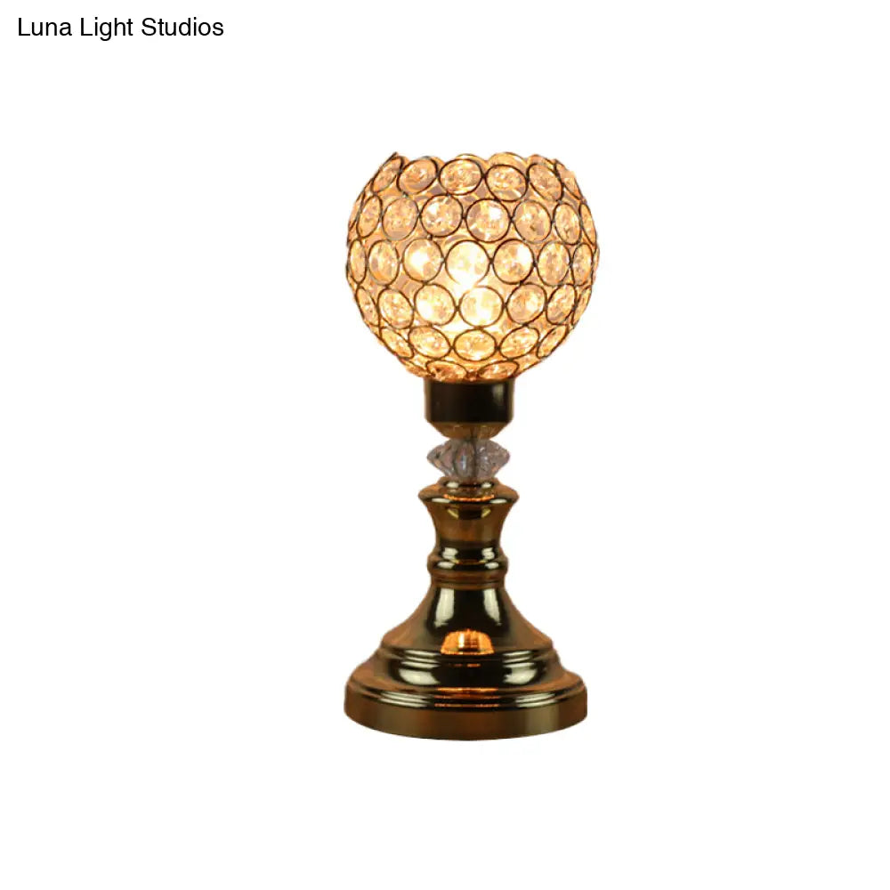 Rustic Gold Octagon Crystal Bead Night Light For Living Room Table