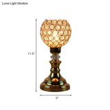 Rustic Gold Octagon Crystal Bead Night Light For Living Room Table