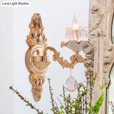 Rustic Gold Ruffle Wall Mount Sconce Light With Clear Ribbed Glass - Traditional Design