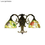 Rustic Green Fruit Design Dome Wall Sconce Light - 2 Lights Perfect For Dining Room