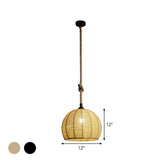 Rustic Black/Brown Pendant Lamp - 1-Light Half-Globe Ceiling Hang Light For Dining Table 10/12 Wide