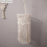 Rustic Hemp Rope Pendant Light With Criss-Cross Fringe Corridor Drop Design - 1 Head White