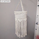 Rustic Hemp Rope Pendant Light With Criss-Cross Fringe Corridor Drop Design - 1 Head White