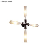 Rustic Industrial Wine Bottle Sconce Lamp With Frosted Glass - Wall Mounted Light For Dining Room
