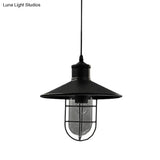 Rustic Iron Saucer Dining Room Pendulum Light - Black Pendant Lamp With 2 Extra Shade Guards