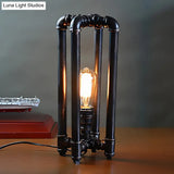 Rustic Iron Table Lamp With Rectangle Cage Design - Black Finish Plug In 1 Light Ideal For
