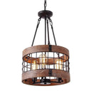 Rustic Metal Grid Cage Drum Chandelier: Brown Suspension Pendant Light For Dining Room 3 /