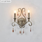 Rustic Metal Sconce Lighting - 2-Light Wall Mounted Lamp With Exposed Bulbs In Aged Silver