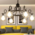 Rustic Mini Ball Clear Glass Pendant Light Fixture - 6/8-Light Hanging Chandelier In Black 6 /