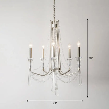 Rustic Nickel Candlestick Chandelier: Pendant Light With Crystal Detailing 5 /