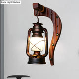 Rustic Opal Glass Antique Copper Sconce Light With Kerosene Lighting Fixture