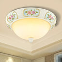 Rustic Opal Glass Dome Ceiling Flush Light White 15’/19’ W 3 - Bulb Flushmount For Dining Room