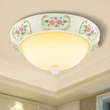 Rustic Opal Glass Dome Ceiling Flush Light White 15’/19’ W 3 - Bulb Flushmount For Dining Room