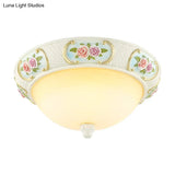 Rustic Opal Glass Dome Ceiling Flush Light White 15’/19’ W 3 - Bulb Flushmount For Dining Room