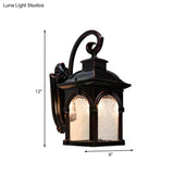 Rustic Outdoor Clear Bubble Glass Wall Sconce Light Fixture With Coffee Birdcage Design
