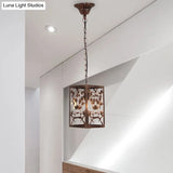 Rustic Pendant Ceiling Light With Cage - Traditional Metal 1 Hanging Lamp For Living Room