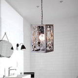 Rustic Pendant Ceiling Light With Cage - Traditional Metal 1 Hanging Lamp For Living Room Rust /