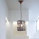 Rustic Pendant Ceiling Light With Cage - Traditional Metal 1 Hanging Lamp For Living Room Rust /