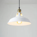 Rustic Pot-Lid Pendant Light With Venting Hole – Ideal For Bars White / 10.5’