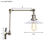 Rustic Prismatic Glass Saucer Sconce Light Fixture - 1 Black/Silver/Brass Wall Lamp For Living Room