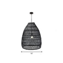 Rustic Rattan 1-Head Domed Pendant Lamp For Bedroom Ceiling Black / Small Oval