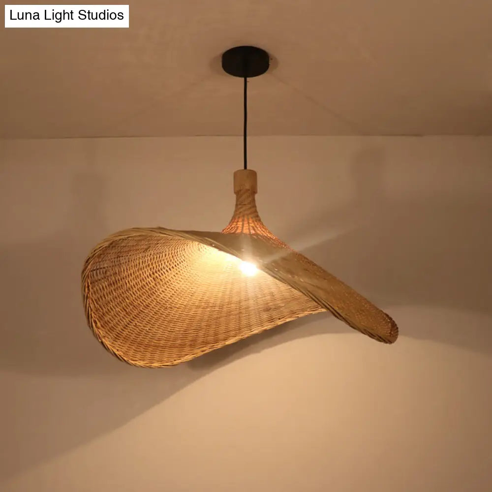 Rustic Rattan Down Lighting Pendant - 16/19.5/23.5 Head Width Beige