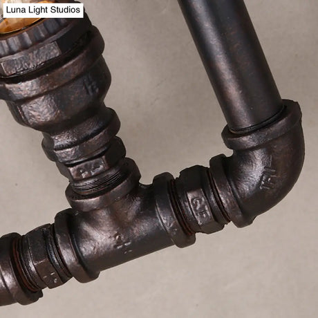 Rustic Rectangular Wall Lamp: Black Iron 1-Bulb Fixture For Corridors