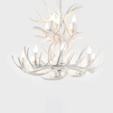 Rustic Resin Antler Chandelier - Artfully Crafted Hanging Light With Exposed Bulb Design 12 / White