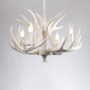 Rustic Resin Antler Chandelier - Artfully Crafted Hanging Light With Exposed Bulb Design 4 / White