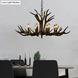 Rustic Resin Chandelier - Black Candle Pendant 6/8/10 Heads Perfect For Restaurants Hanging Ceiling