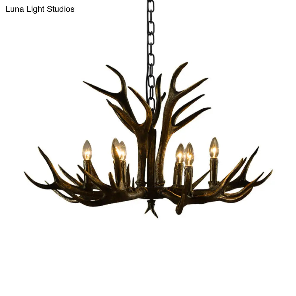 Rustic Resin Chandelier - Black Candle Pendant 6/8/10 Heads Perfect For Restaurants Hanging Ceiling