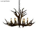 Rustic Resin Chandelier - Black Candle Pendant 6/8/10 Heads Perfect For Restaurants Hanging Ceiling